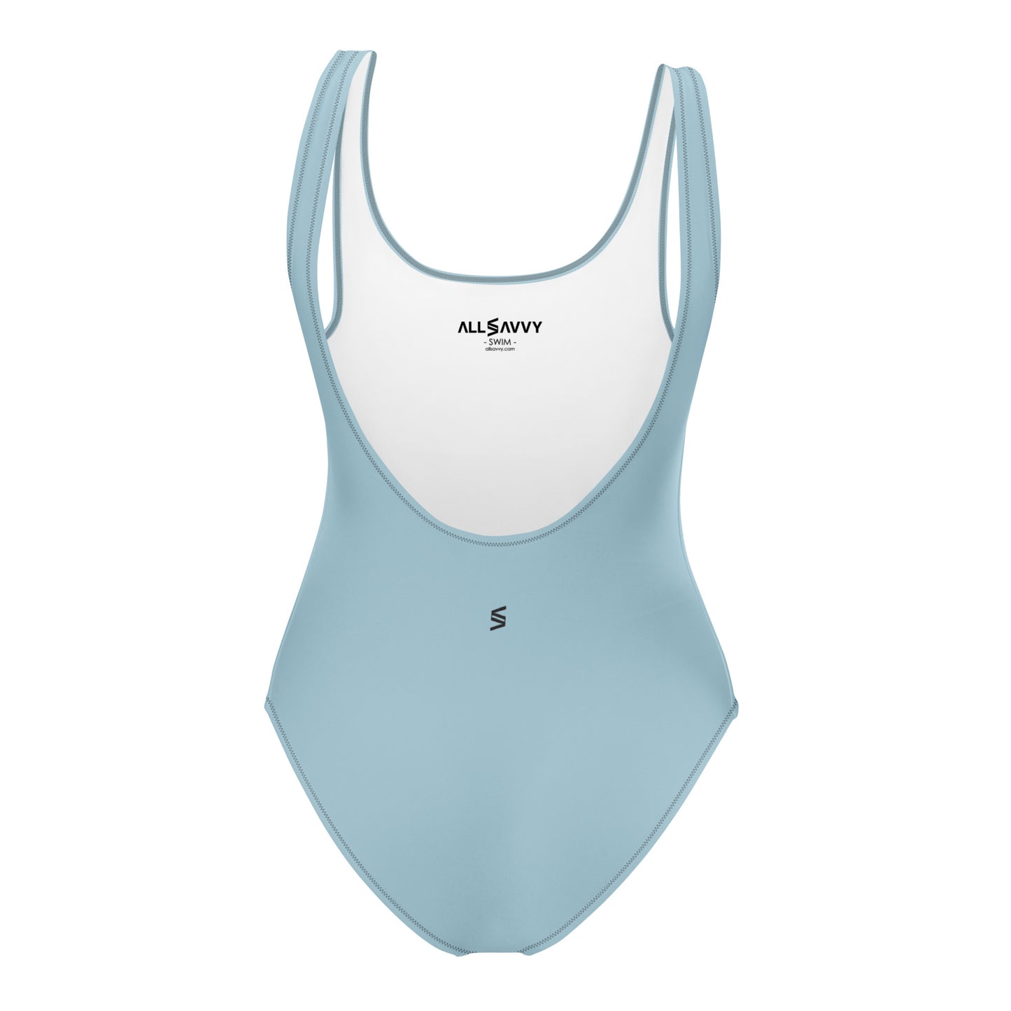 Yellow Labrador Retriever Puppy Women's One-Piece Swimsuit (Pastel Blue)