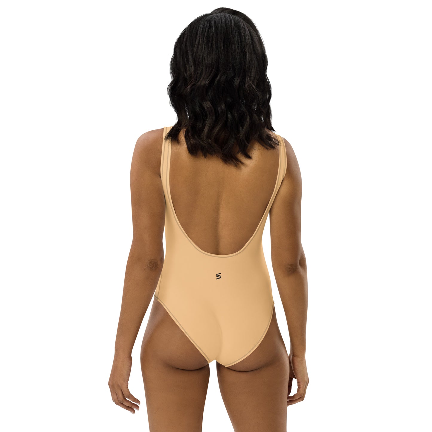 Black Labrador Retriever Puppy Women's One-Piece Swimsuit (Pastel Peach)