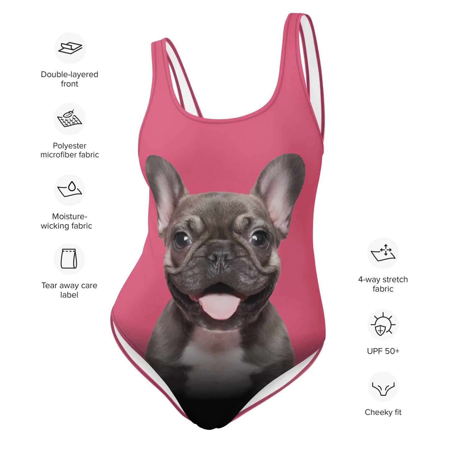 French Bulldog Puppy Women's One-Piece Swimsuit (Pink)