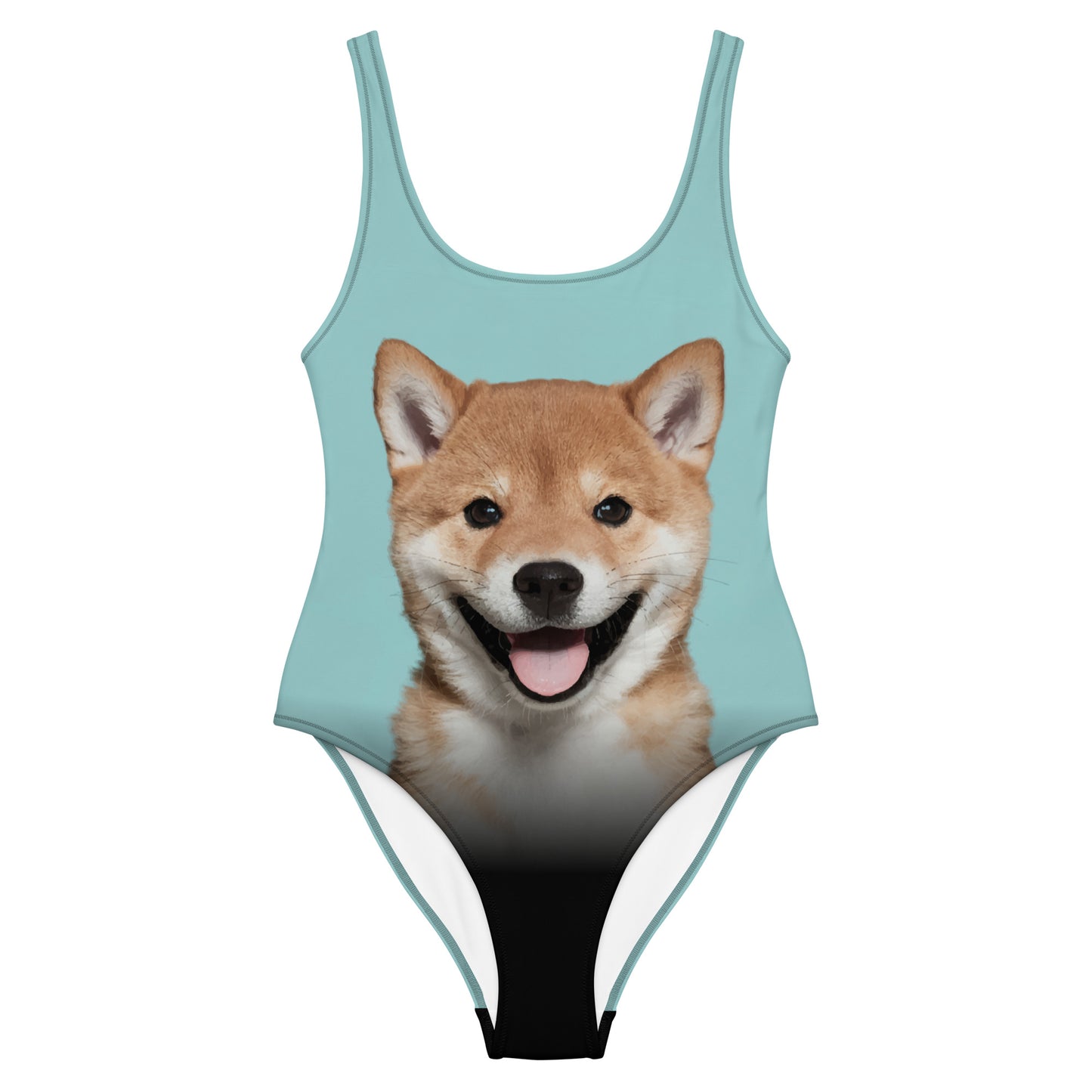 Shiba Inu Puppy Women's One-Piece Swimsuit (Pastel Teal)