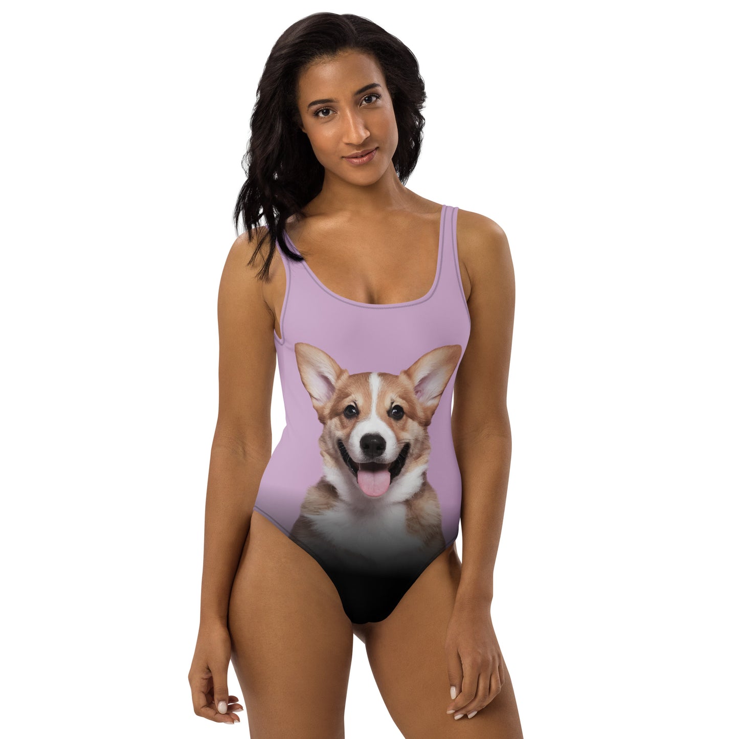 Corgi Puppy Women's One-Piece Swimsuit (Pastel Lily)