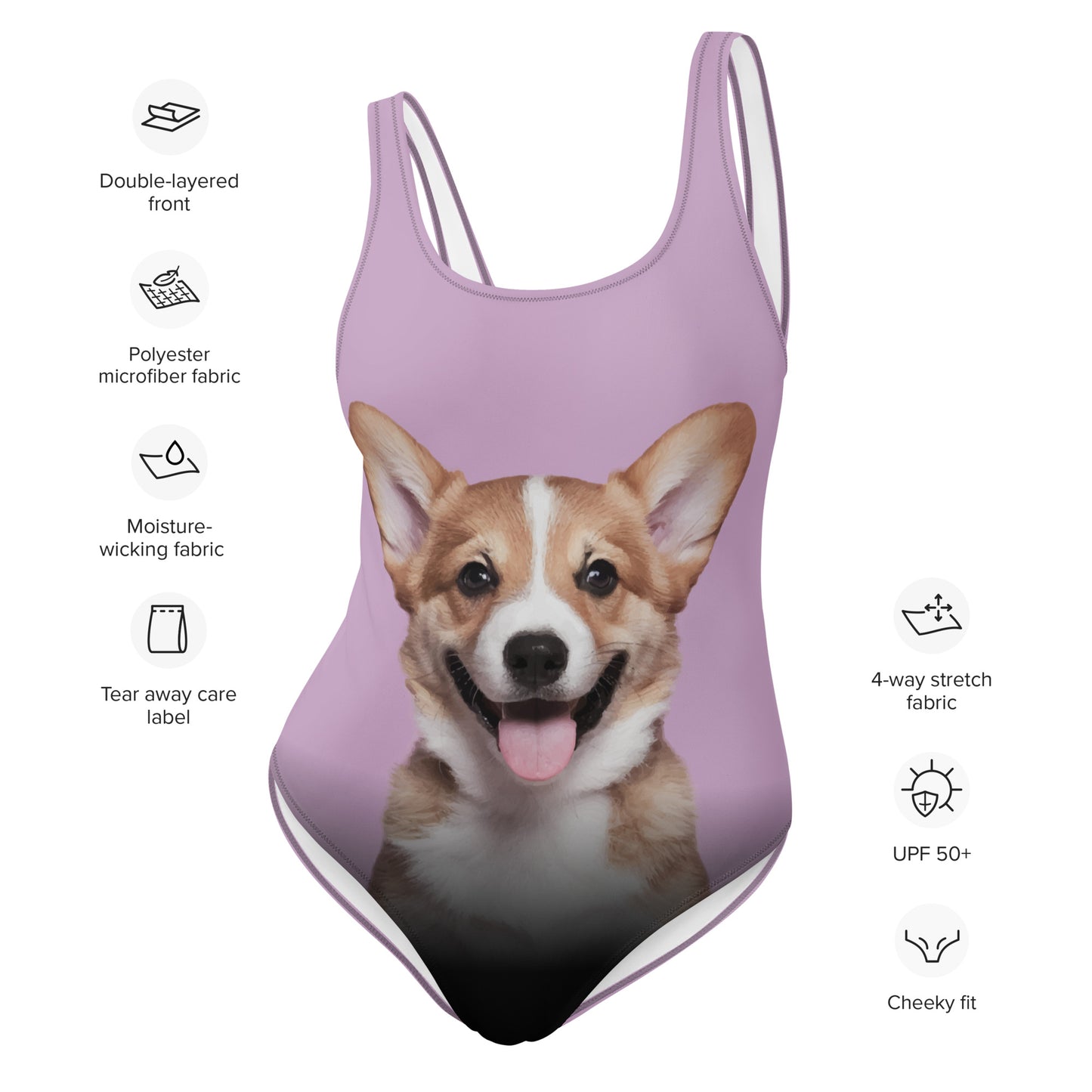 Corgi Puppy Women's One-Piece Swimsuit (Pastel Lily)