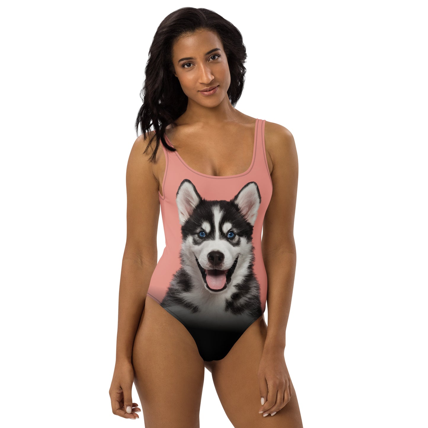 Siberian Husky Puppy One-Piece Swimsuit (Petite Orchid)