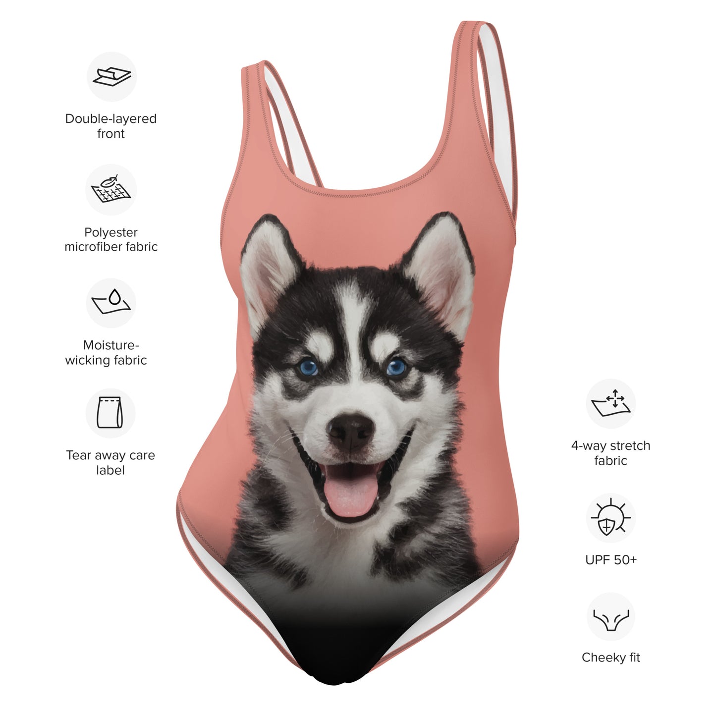 Siberian Husky Puppy One-Piece Swimsuit (Petite Orchid)