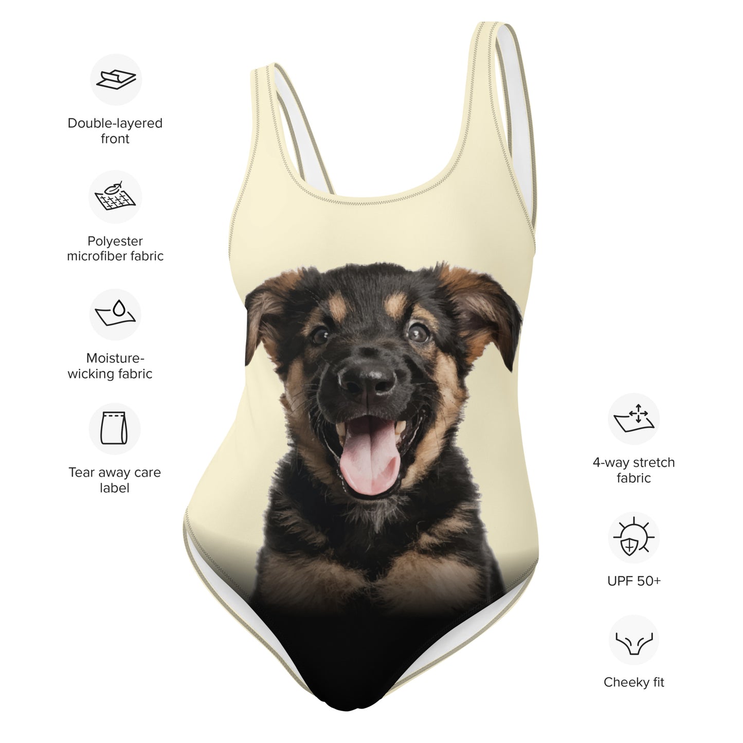 German Shepherd Puppy Women's One-Piece Swimsuit (Banana Smoothie)