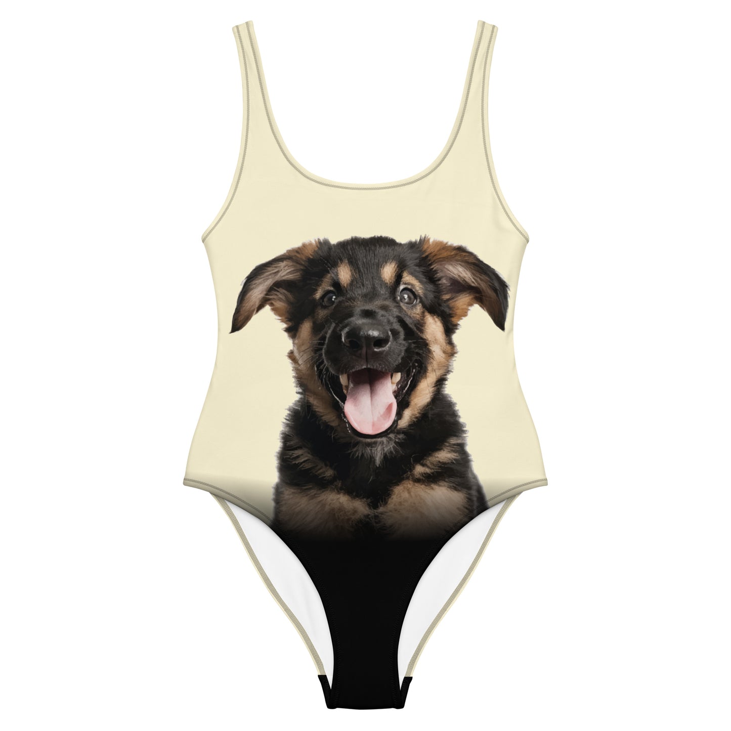 German Shepherd Puppy Women's One-Piece Swimsuit (Banana Smoothie)