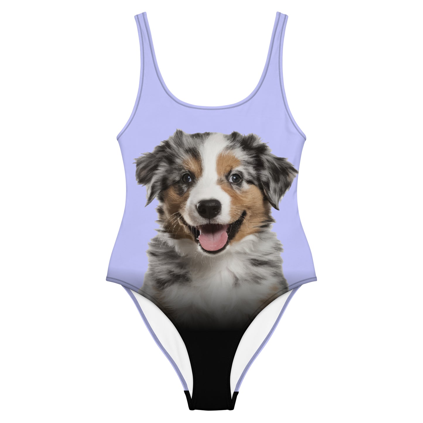 Australian Shepherd Puppy Women's One-Piece Swimsuit (Light Periwinkle)