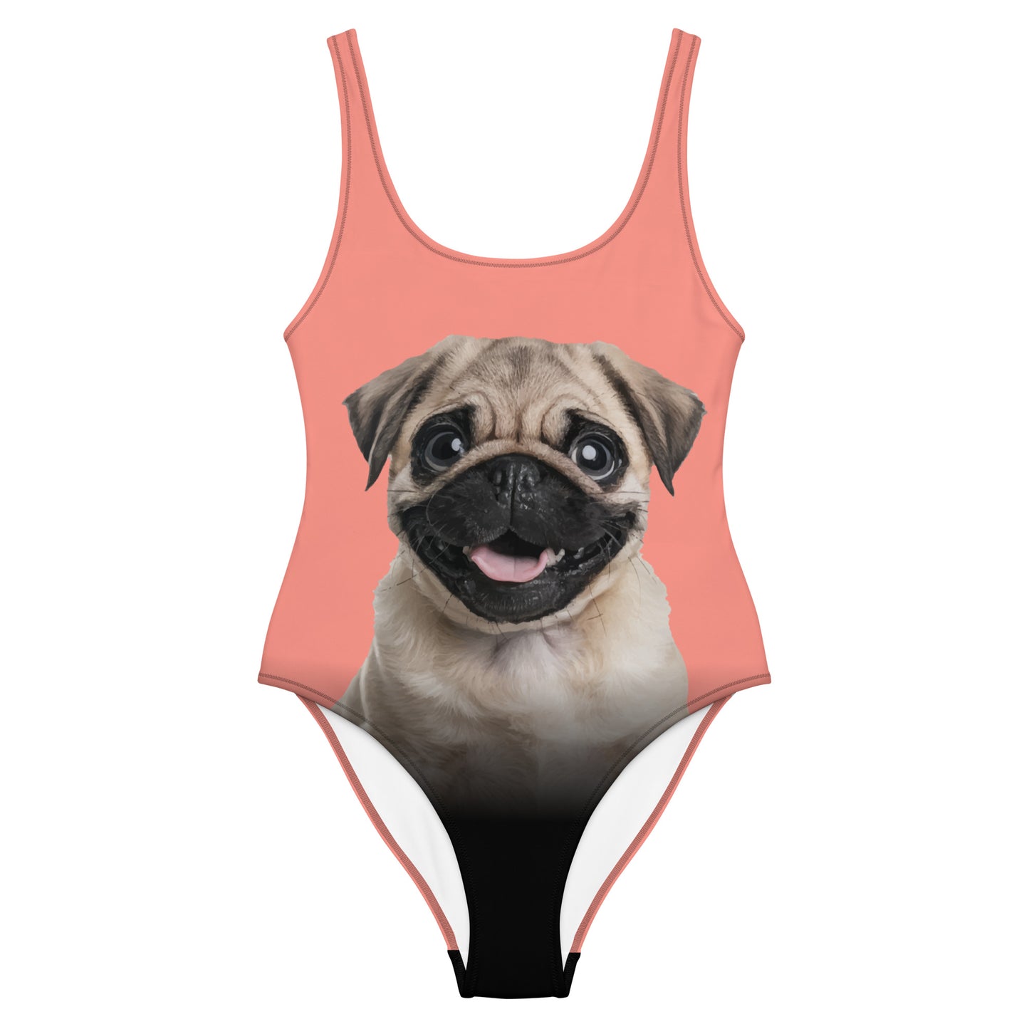 Pug Puppy Women's One-Piece Swimsuit (Peachy Pink)