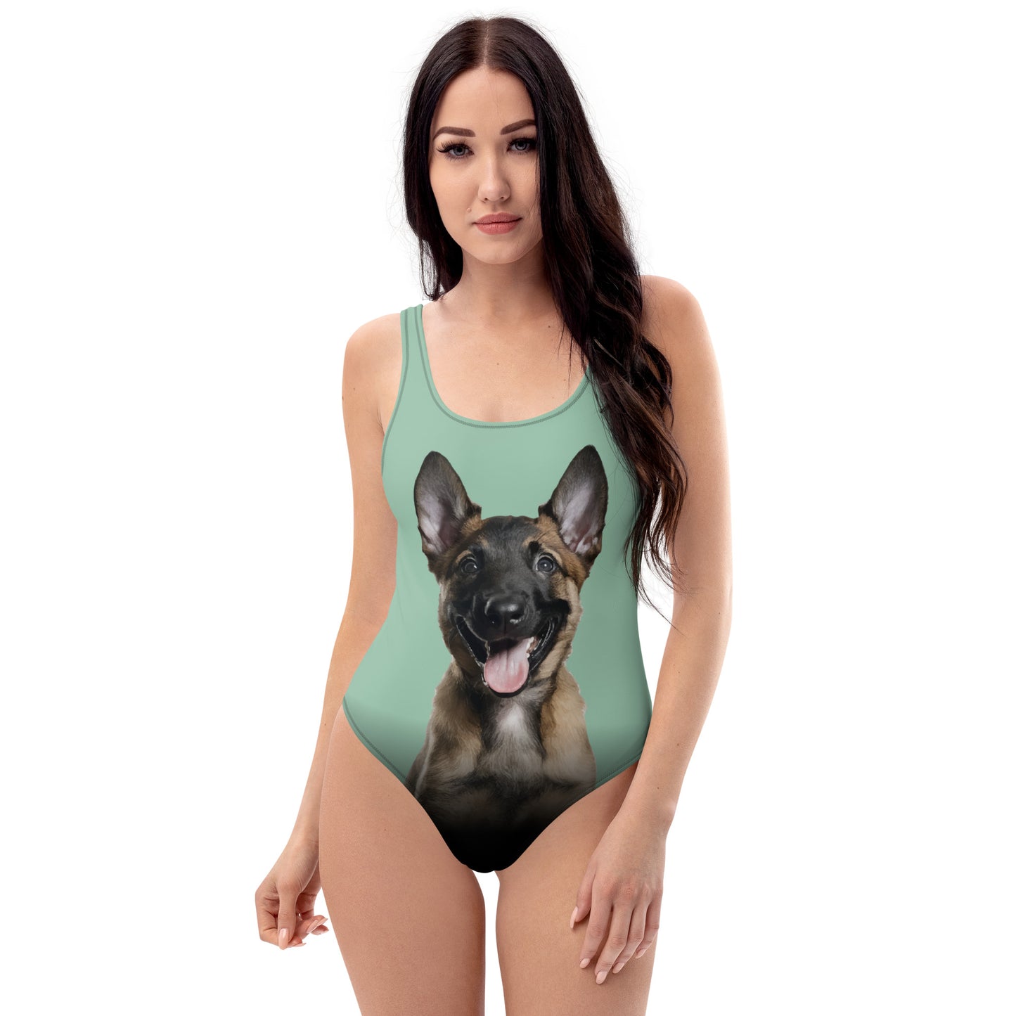 Belgian Malinois Puppy Women's One-Piece Swimsuit (Minty Pistachio)