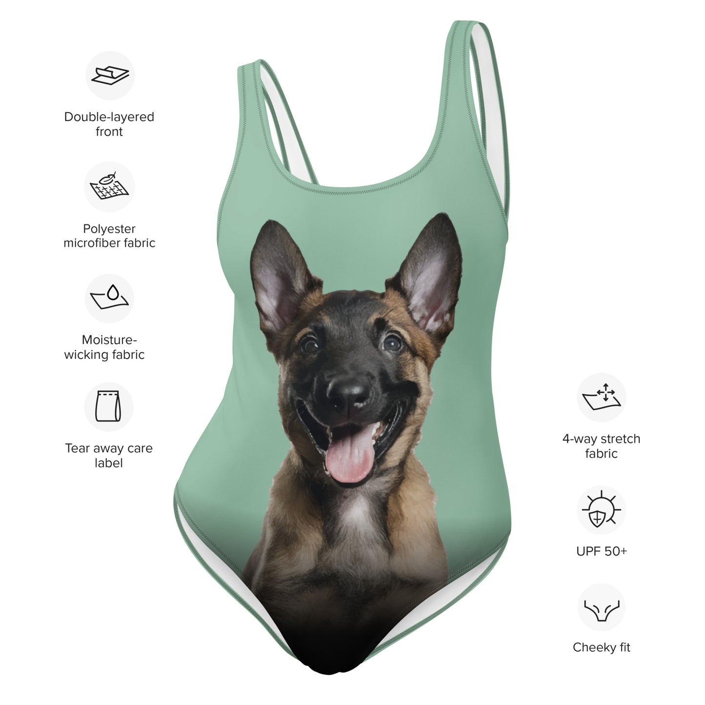 Belgian Malinois Puppy Women's One-Piece Swimsuit (Minty Pistachio)