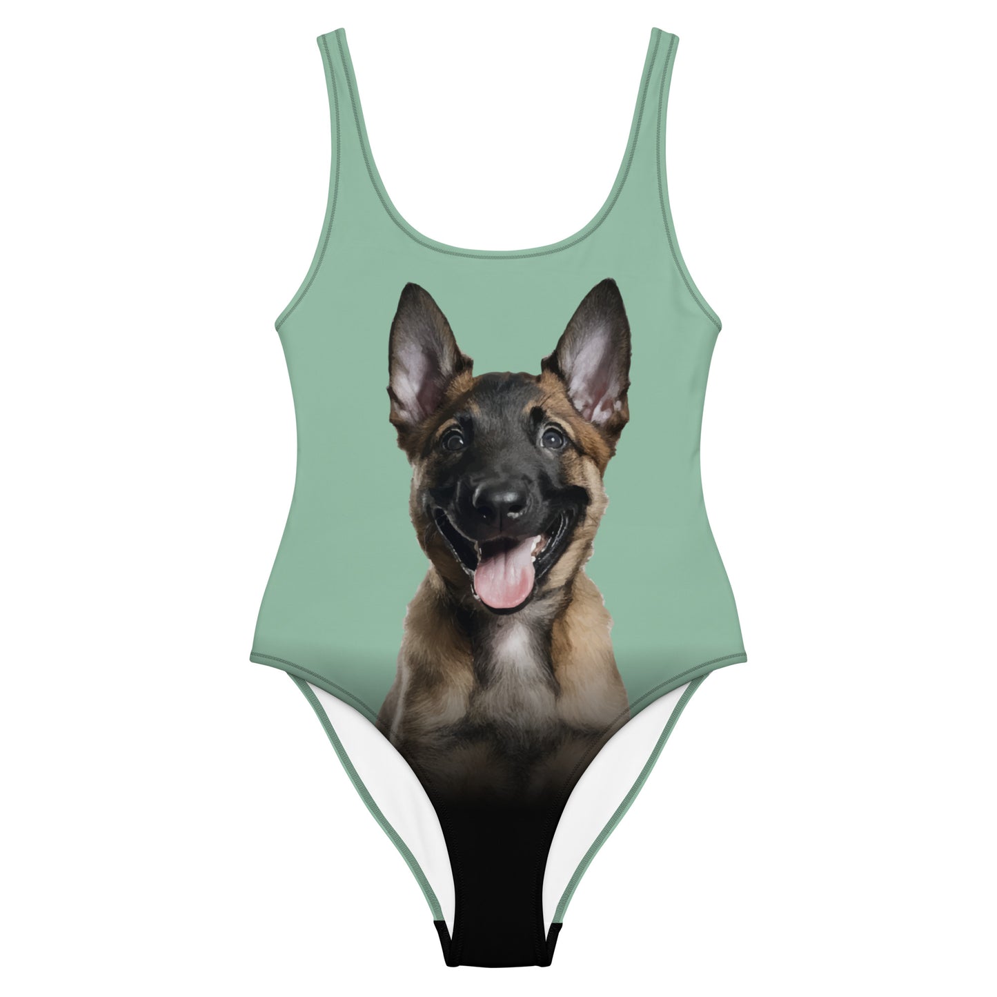 Belgian Malinois Puppy Women's One-Piece Swimsuit (Minty Pistachio)