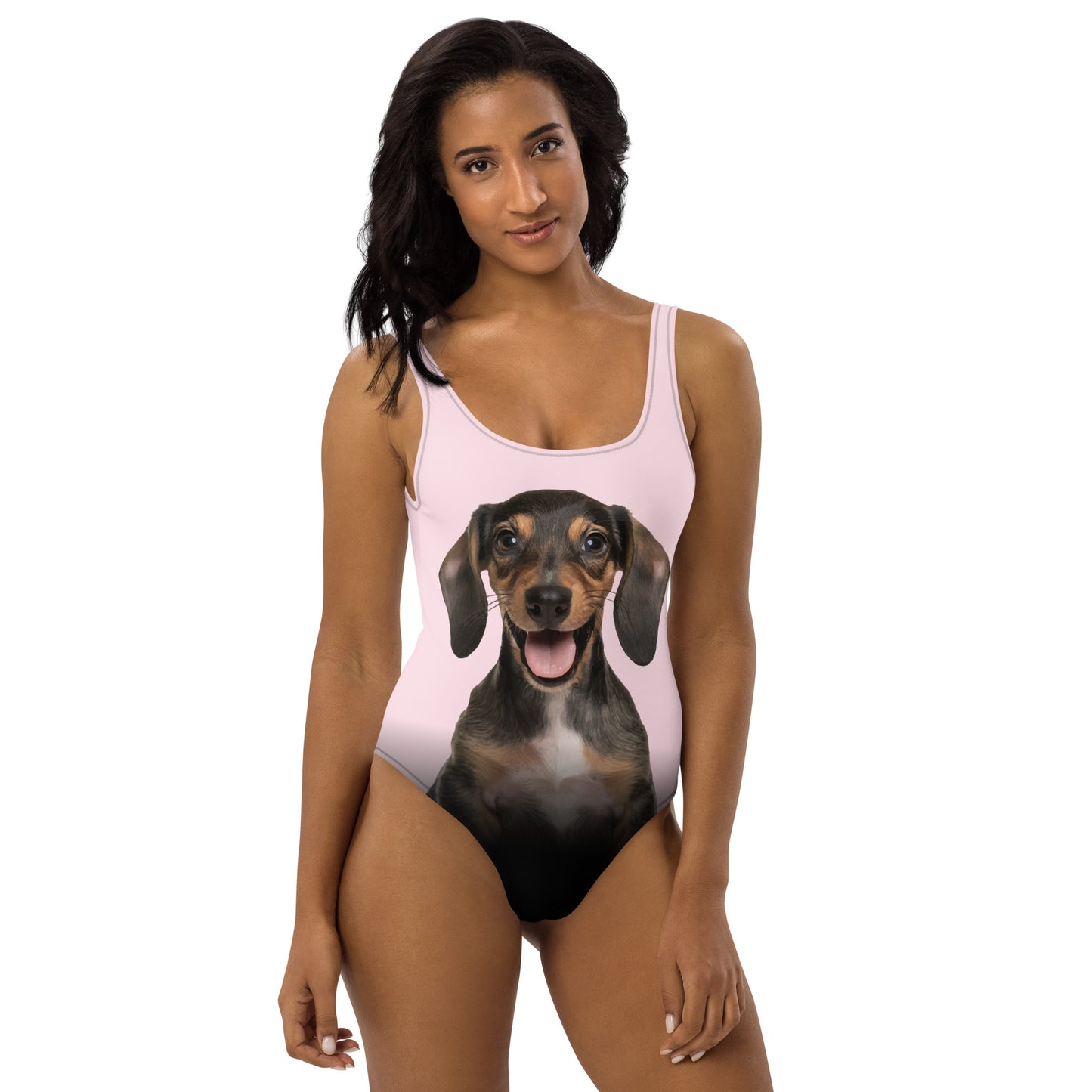 Dachshund Puppy Women's One-Piece Swimsuit (Misty Rose)