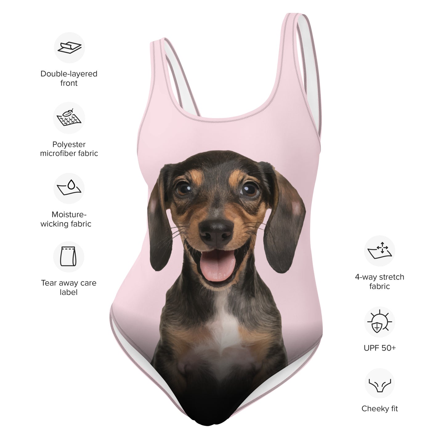 Dachshund Puppy Women's One-Piece Swimsuit (Misty Rose)