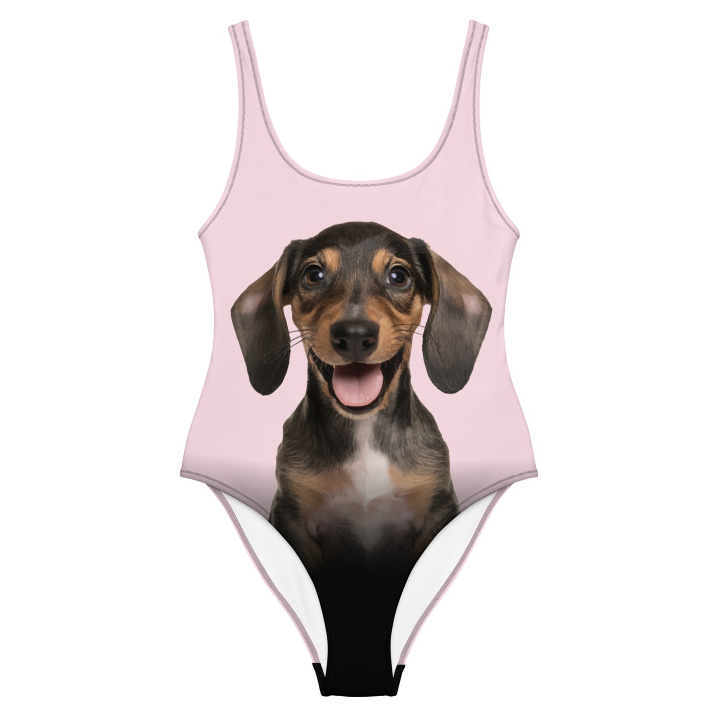 Dachshund Puppy Women's One-Piece Swimsuit (Misty Rose)