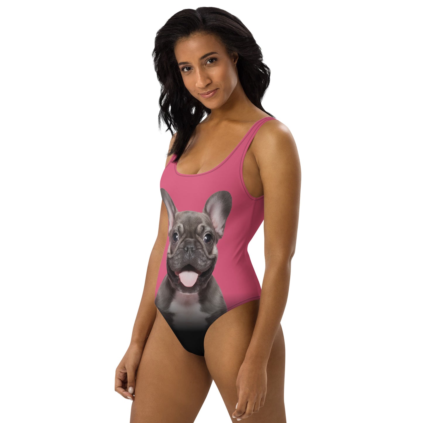 French Bulldog Puppy Women's One-Piece Swimsuit (Pink)