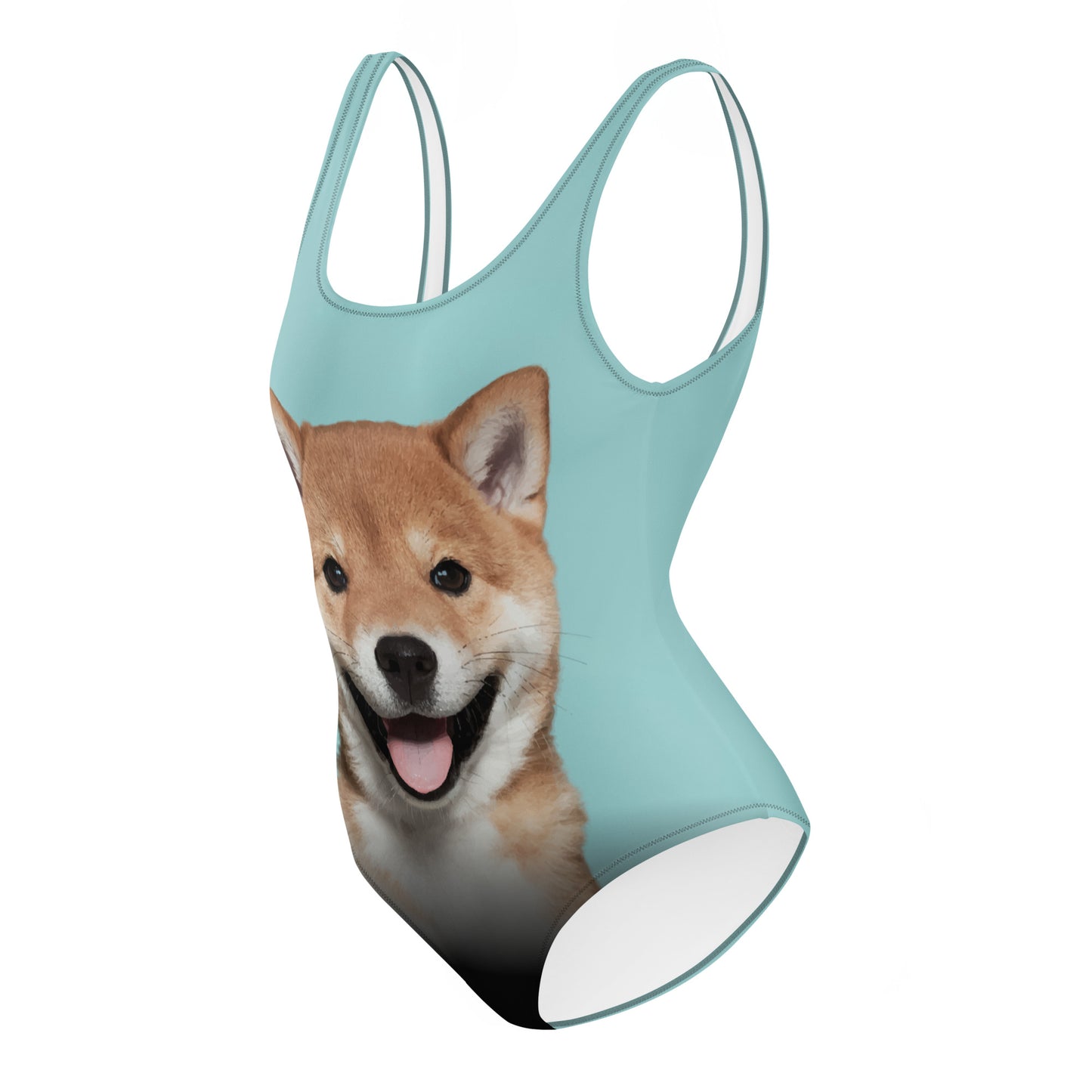 Shiba Inu Puppy Women's One-Piece Swimsuit (Pastel Teal)