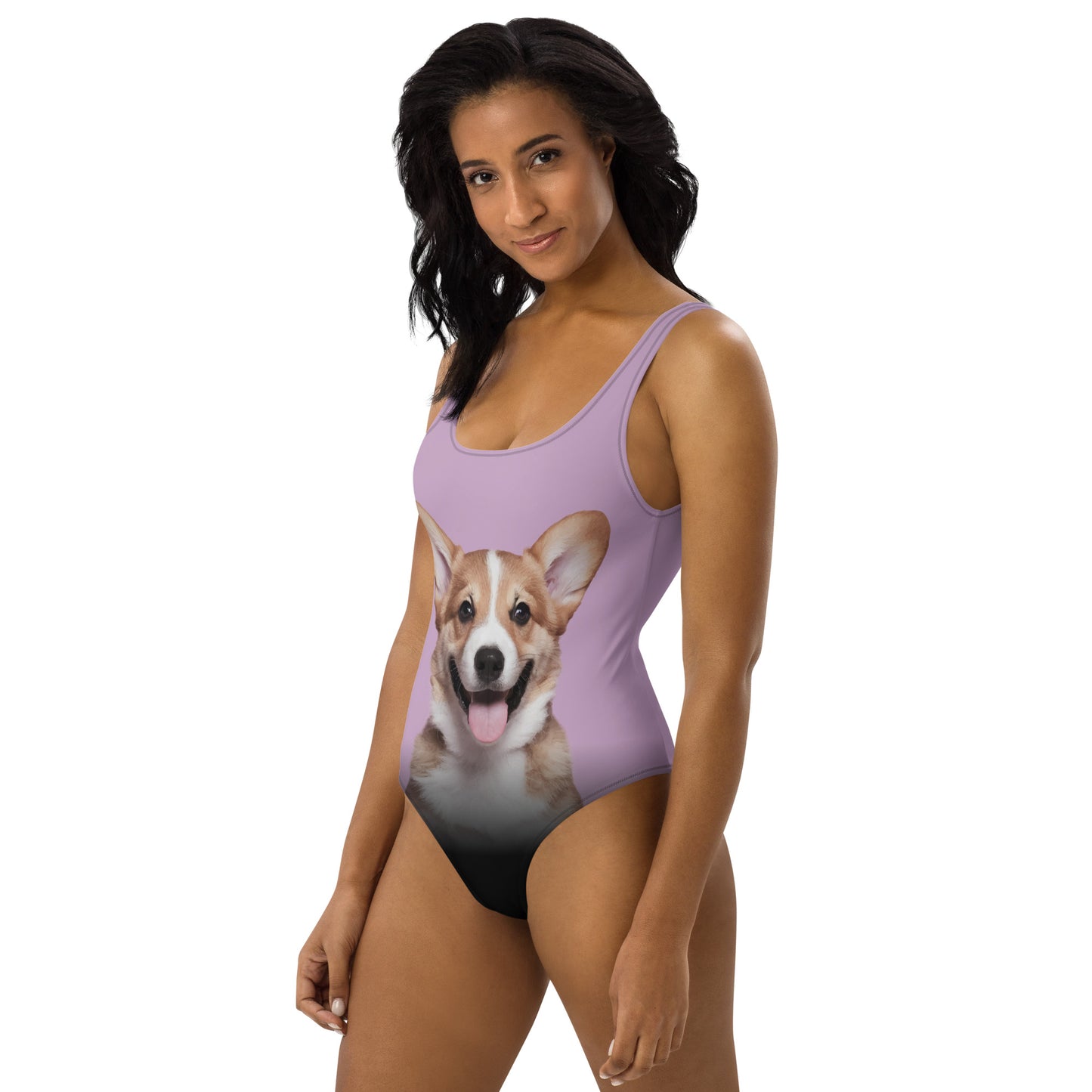 Corgi Puppy Women's One-Piece Swimsuit (Pastel Lily)