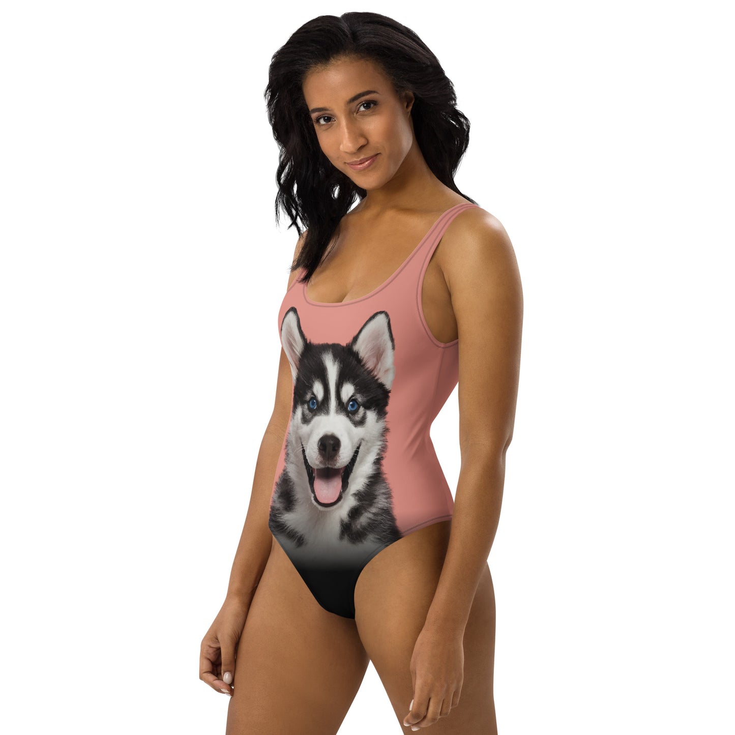 Siberian Husky Puppy One-Piece Swimsuit (Petite Orchid)