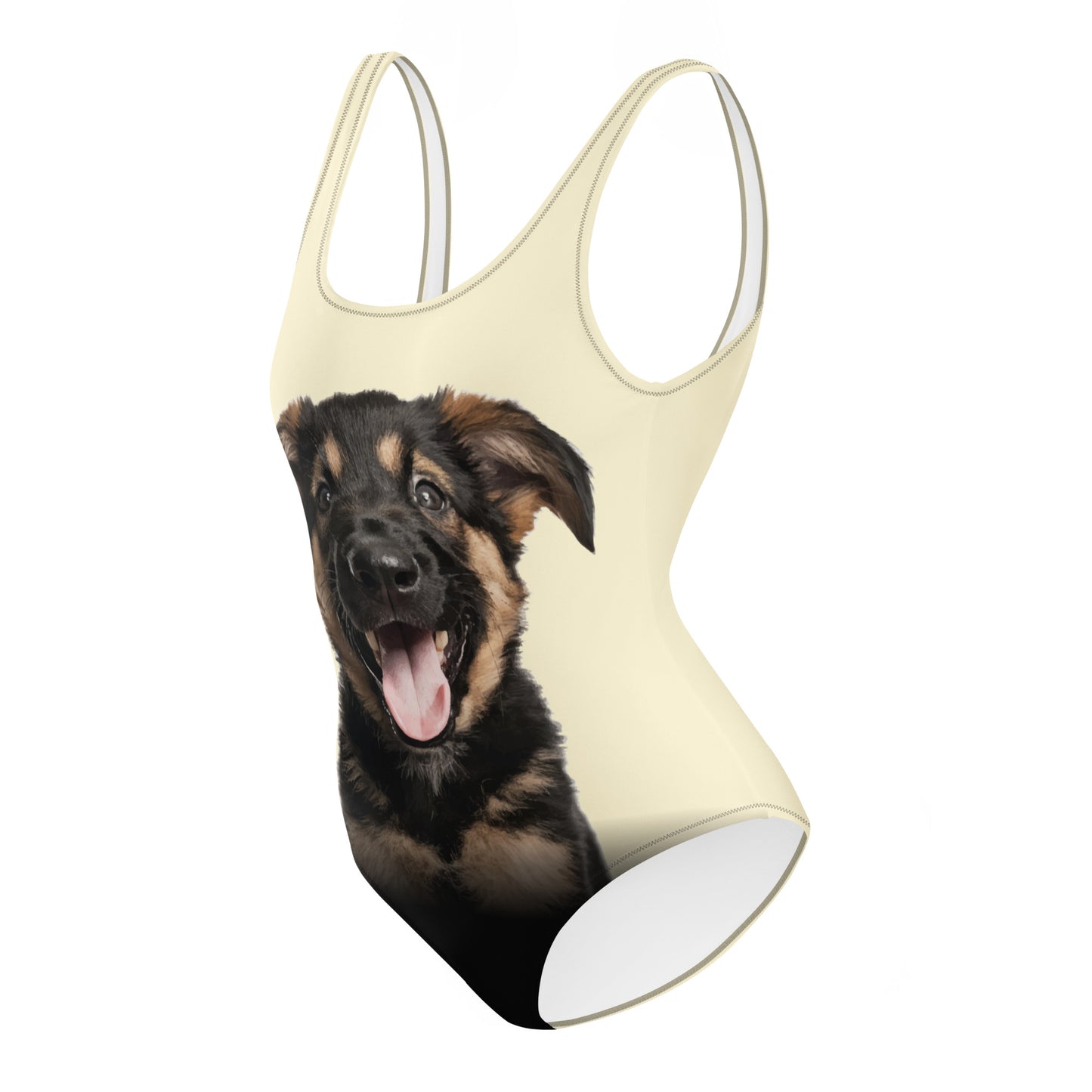 German Shepherd Puppy Women's One-Piece Swimsuit (Banana Smoothie)