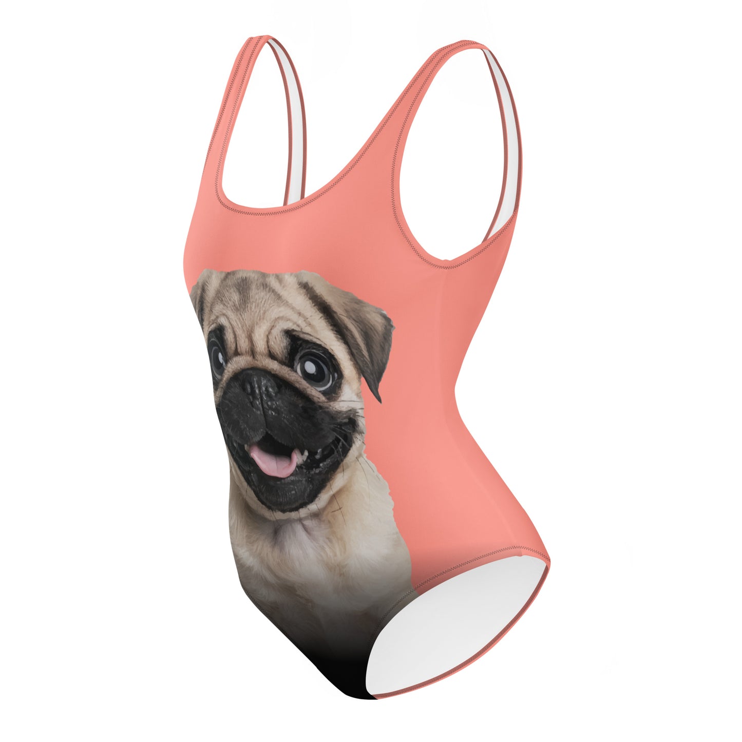 Pug Puppy Women's One-Piece Swimsuit (Peachy Pink)