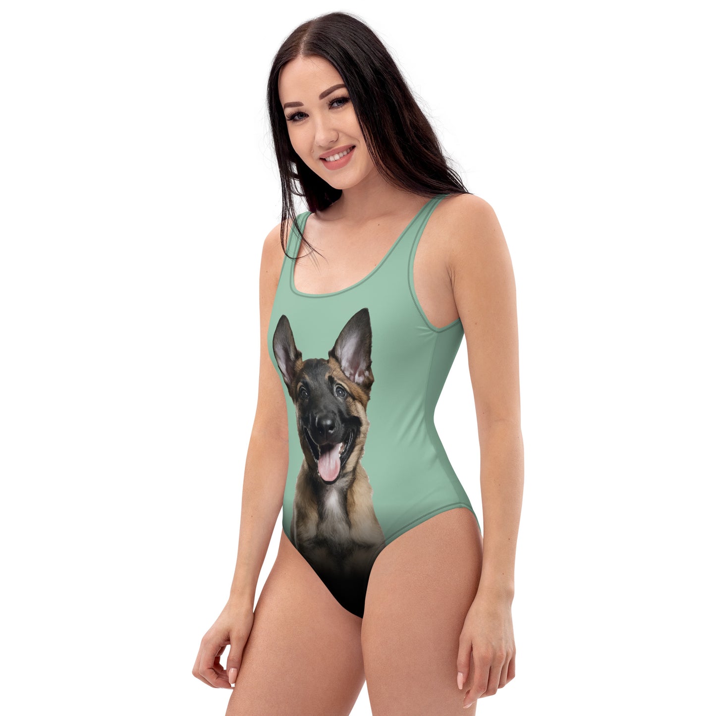 Belgian Malinois Puppy Women's One-Piece Swimsuit (Minty Pistachio)