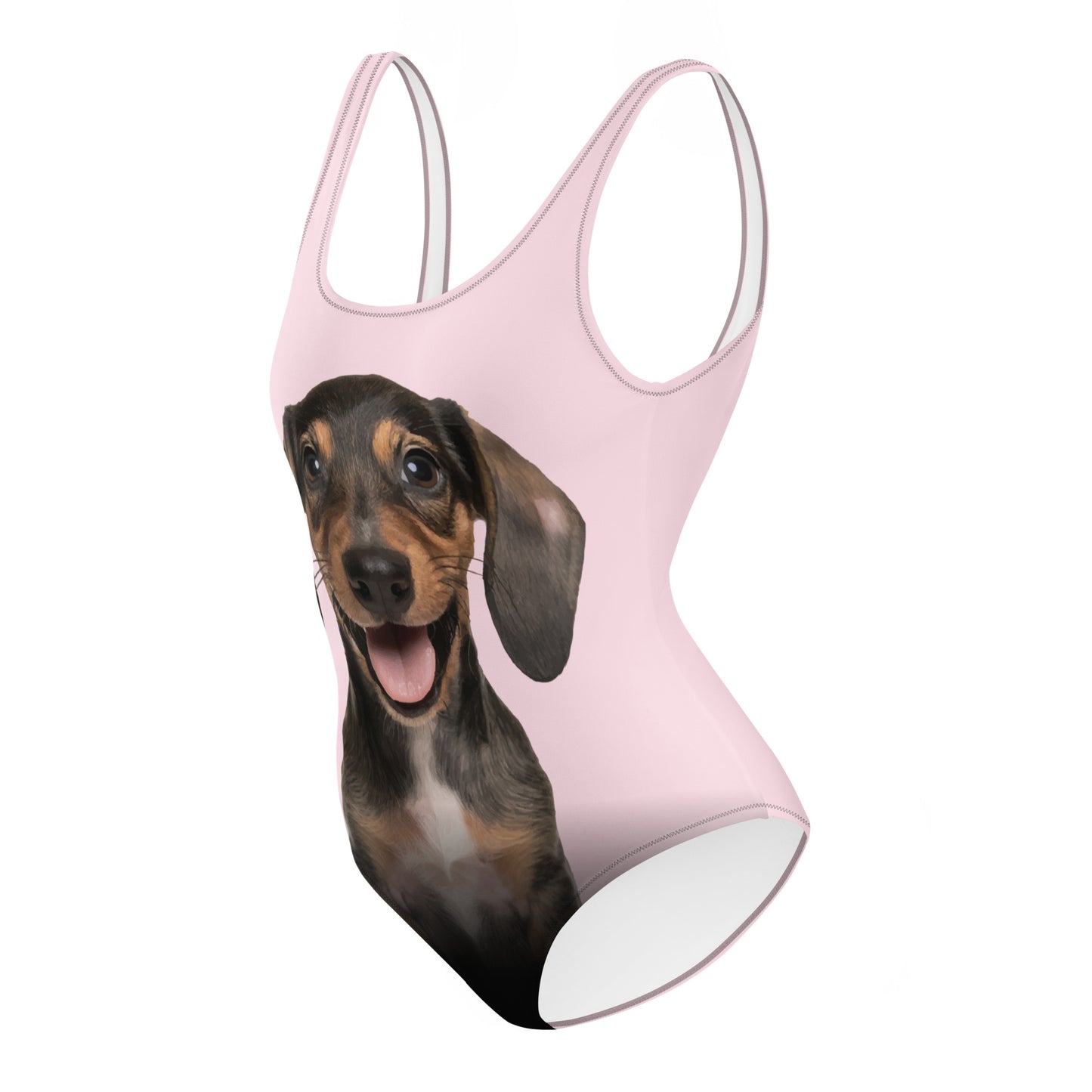 Dachshund Puppy Women's One-Piece Swimsuit (Misty Rose)