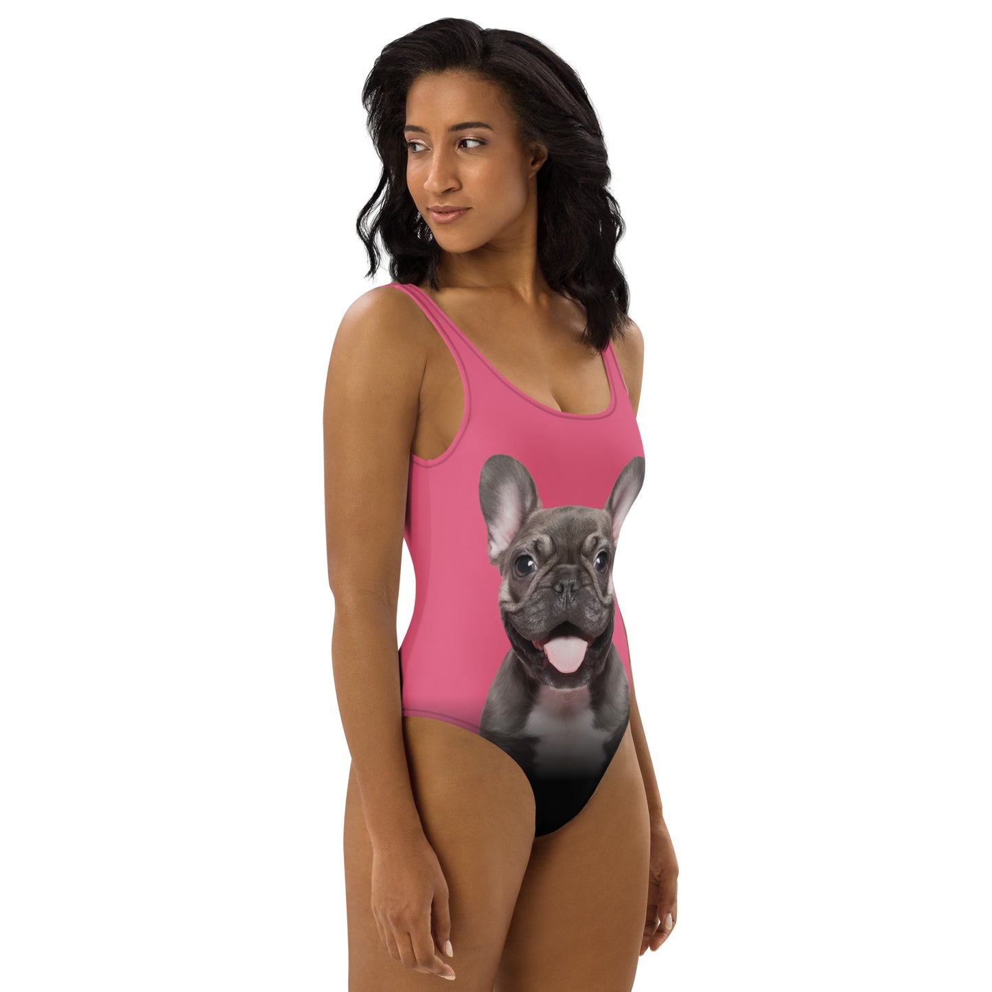 French Bulldog Puppy Women's One-Piece Swimsuit (Pink)