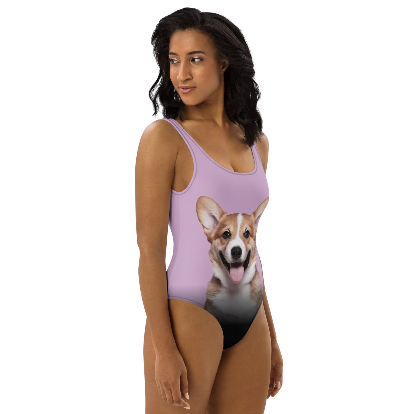 Corgi Puppy Women's One-Piece Swimsuit (Pastel Lily)