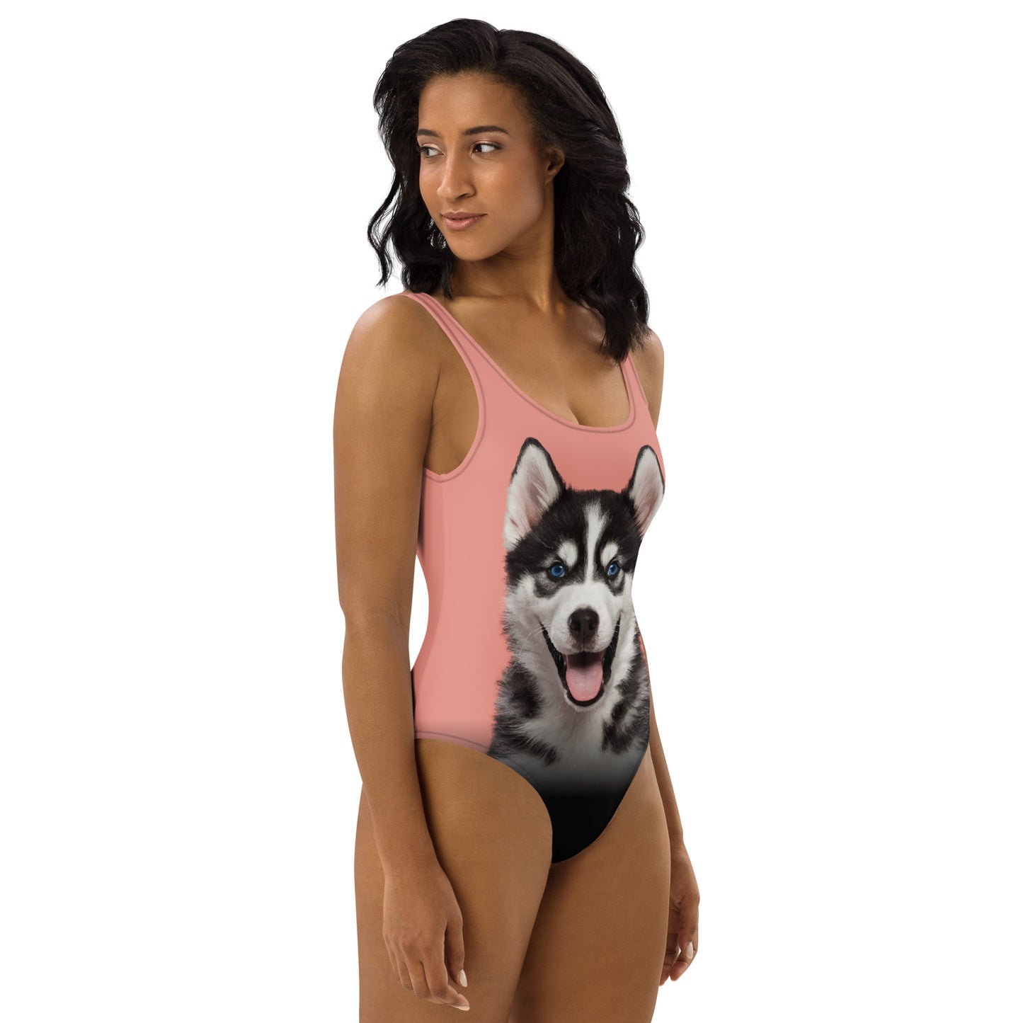 Siberian Husky Puppy One-Piece Swimsuit (Petite Orchid)