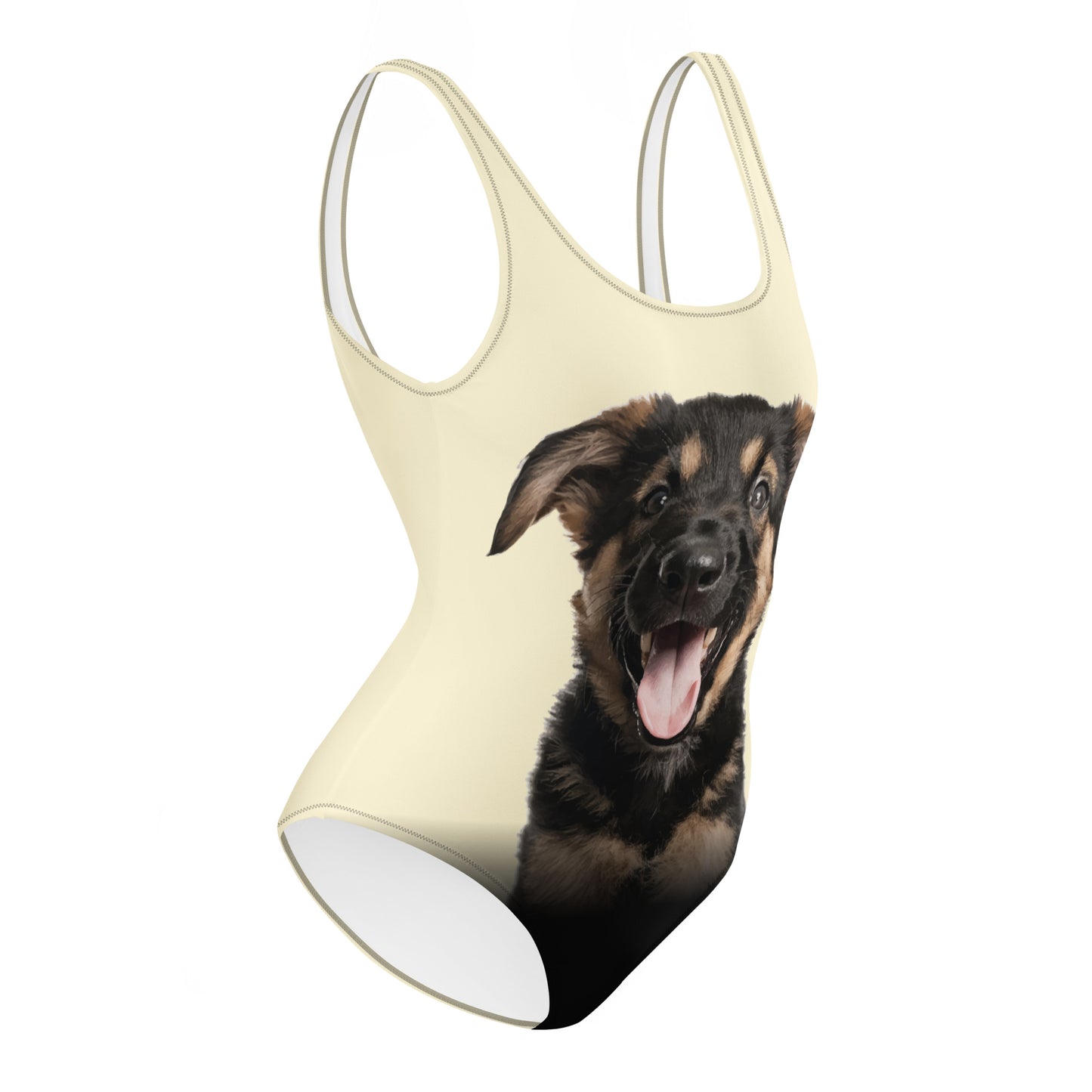 German Shepherd Puppy Women's One-Piece Swimsuit (Banana Smoothie)