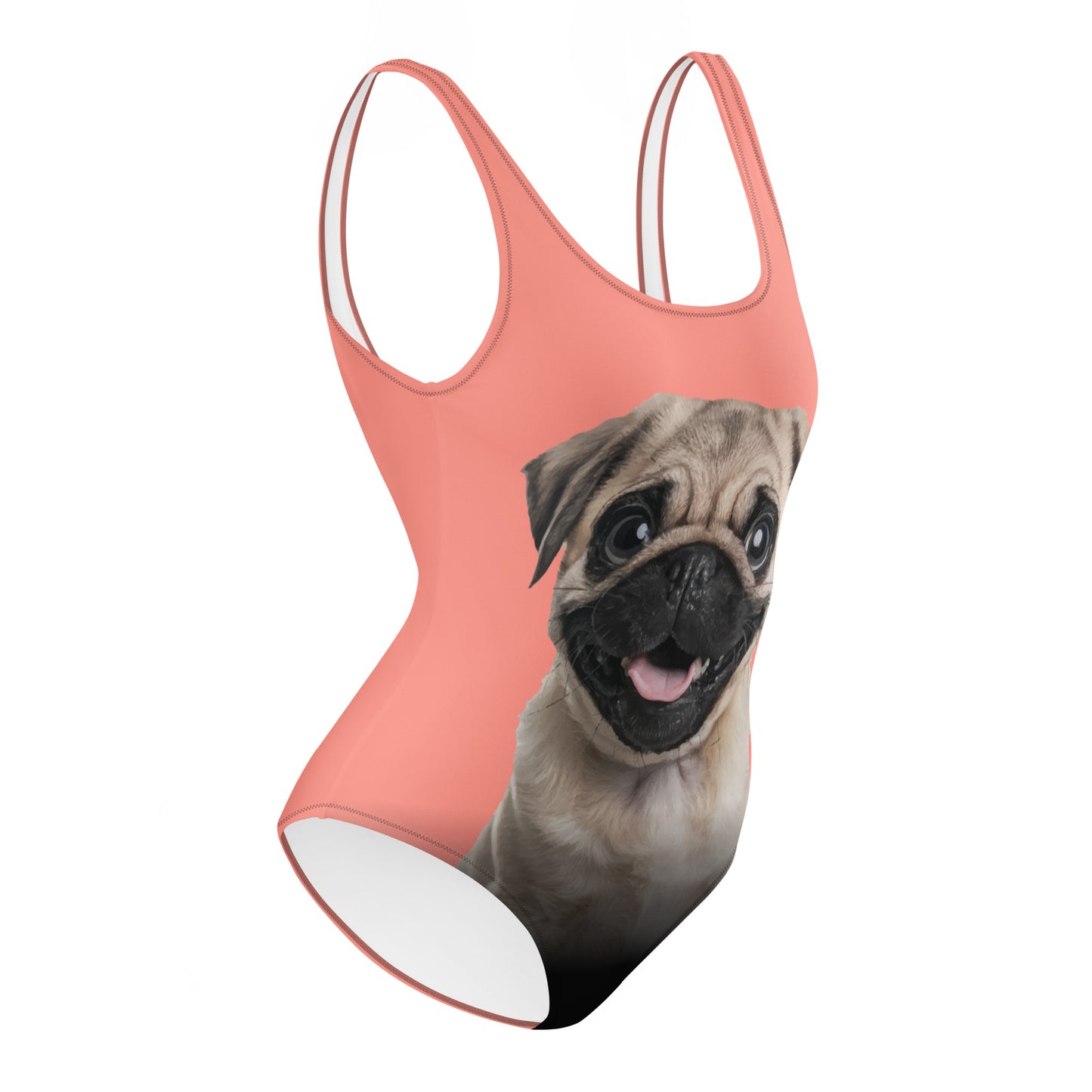 Pug Puppy Women's One-Piece Swimsuit (Peachy Pink)