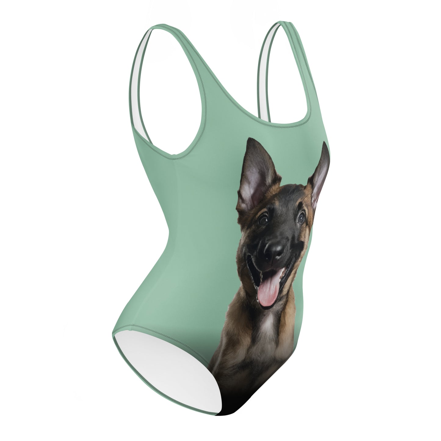 Belgian Malinois Puppy Women's One-Piece Swimsuit (Minty Pistachio)