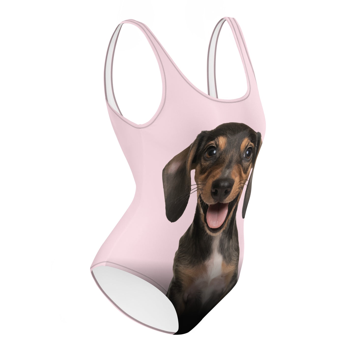Dachshund Puppy Women's One-Piece Swimsuit (Misty Rose)