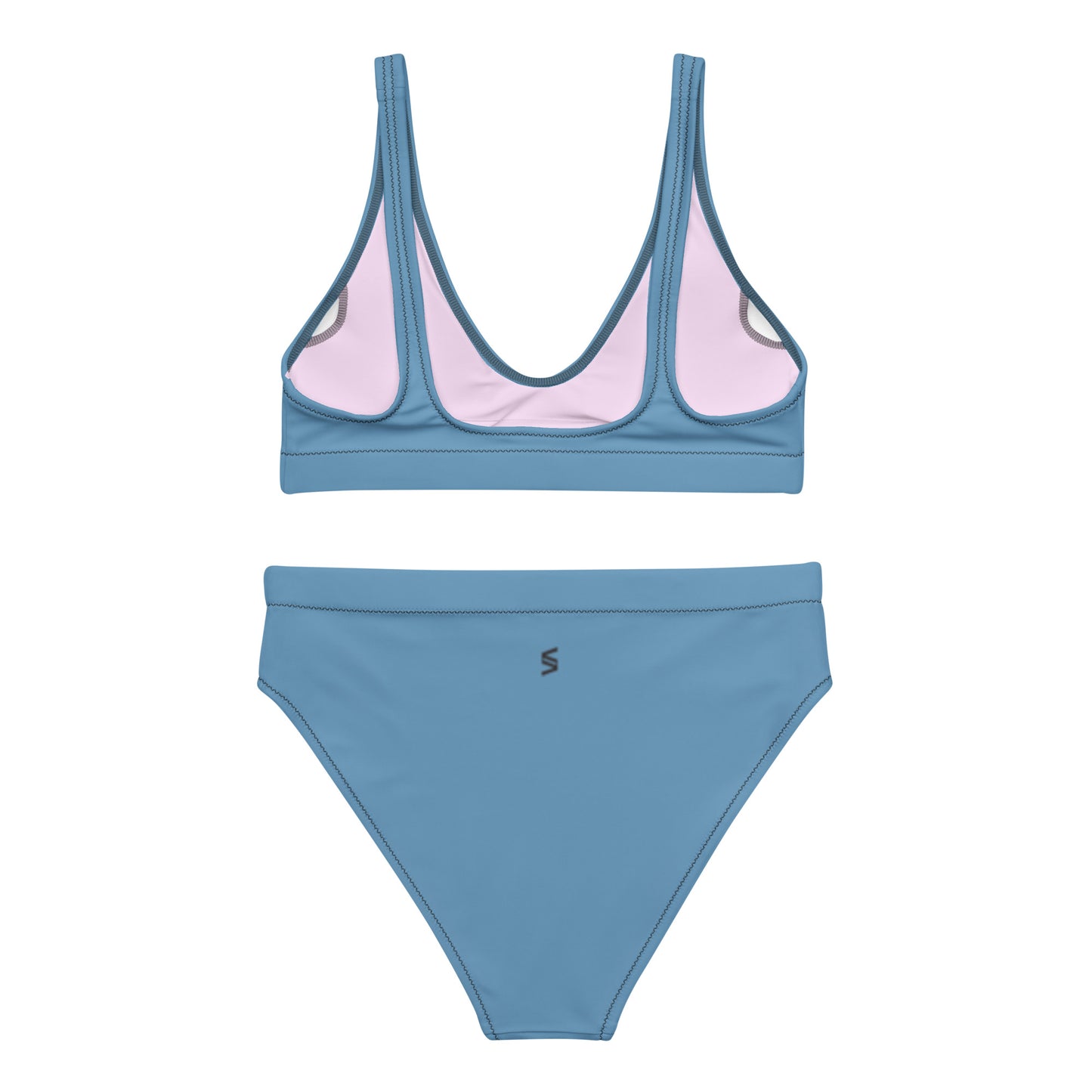 Classic Solid Color Women's Eco High-Waisted Bikini (Butterfly Blue)