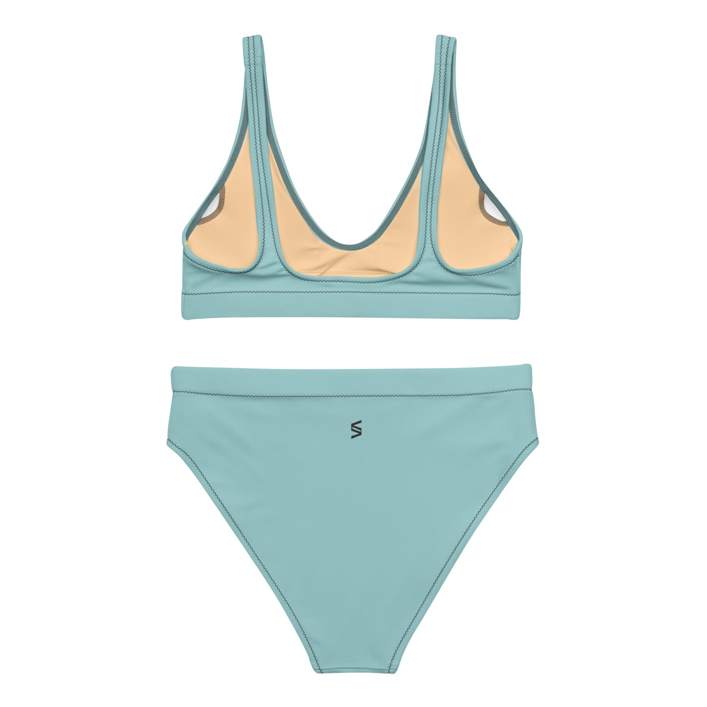 Classic Solid Color Women's Eco High-Waisted Bikini (Pale Cerulean)
