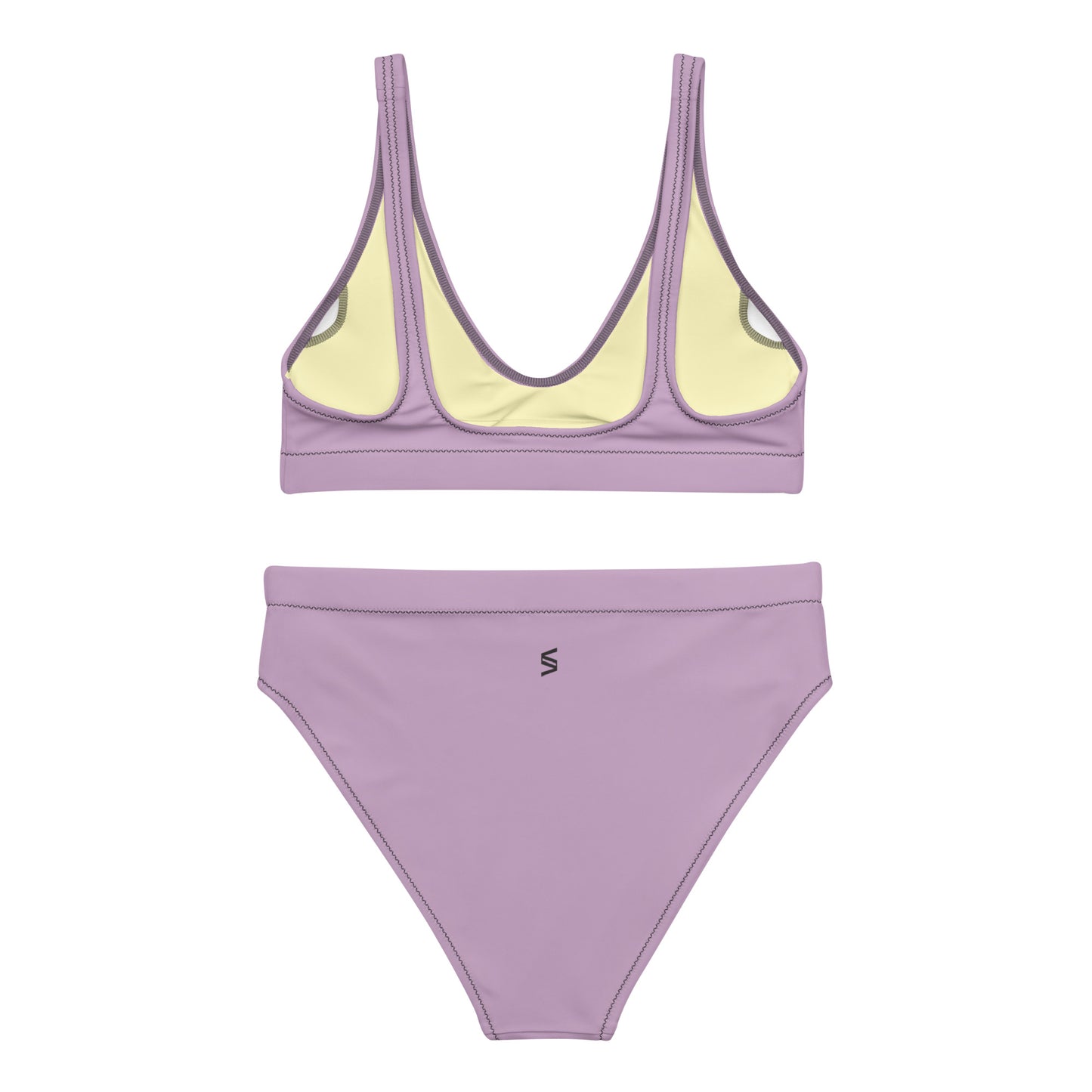 Classic Solid Color Women's Eco High-Waisted Bikini (Pastel Wisteria)