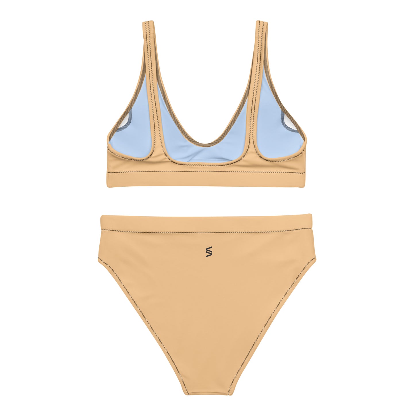 Classic Solid Color Women's Eco High-Waisted Bikini (Pastel Peach)