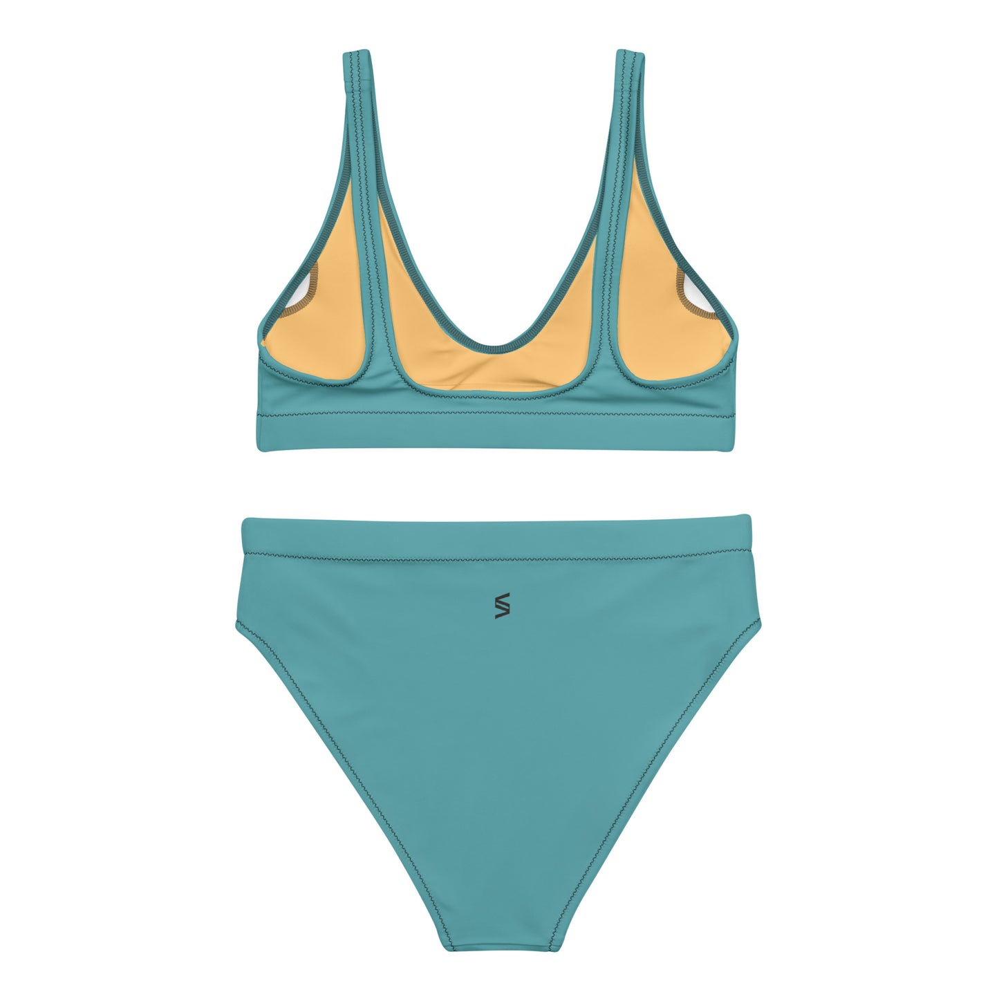 Classic Solid Color Women's Eco High-Waisted Bikini (Atoll Aqua)