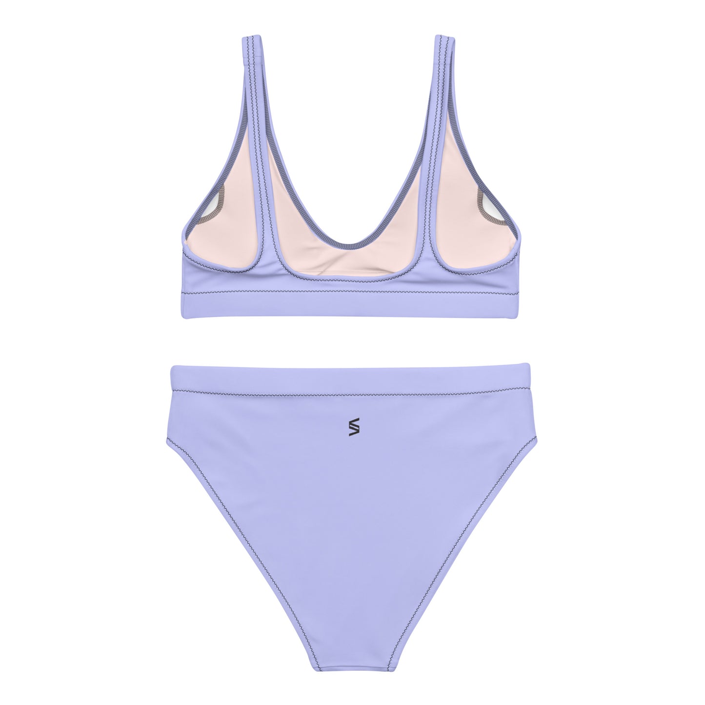 Classic Solid Color Women's Eco High-Waisted Bikini (Pale Periwinkle)
