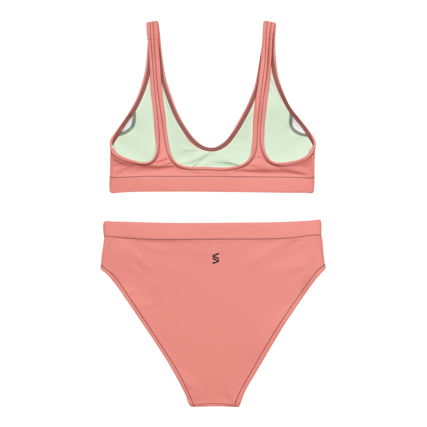 Classic Solid Color Women's Eco High-Waisted Bikini (Peachy Pink)