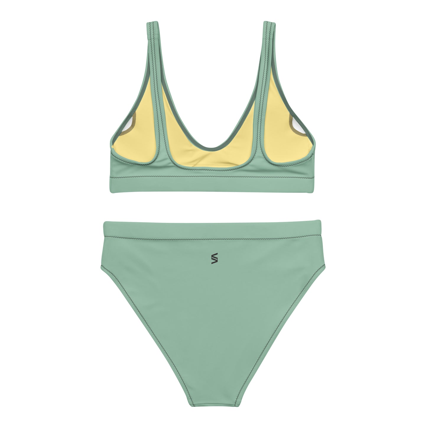 Classic Solid Color Women's Eco High-Waisted Bikini (Minty Pistachio)