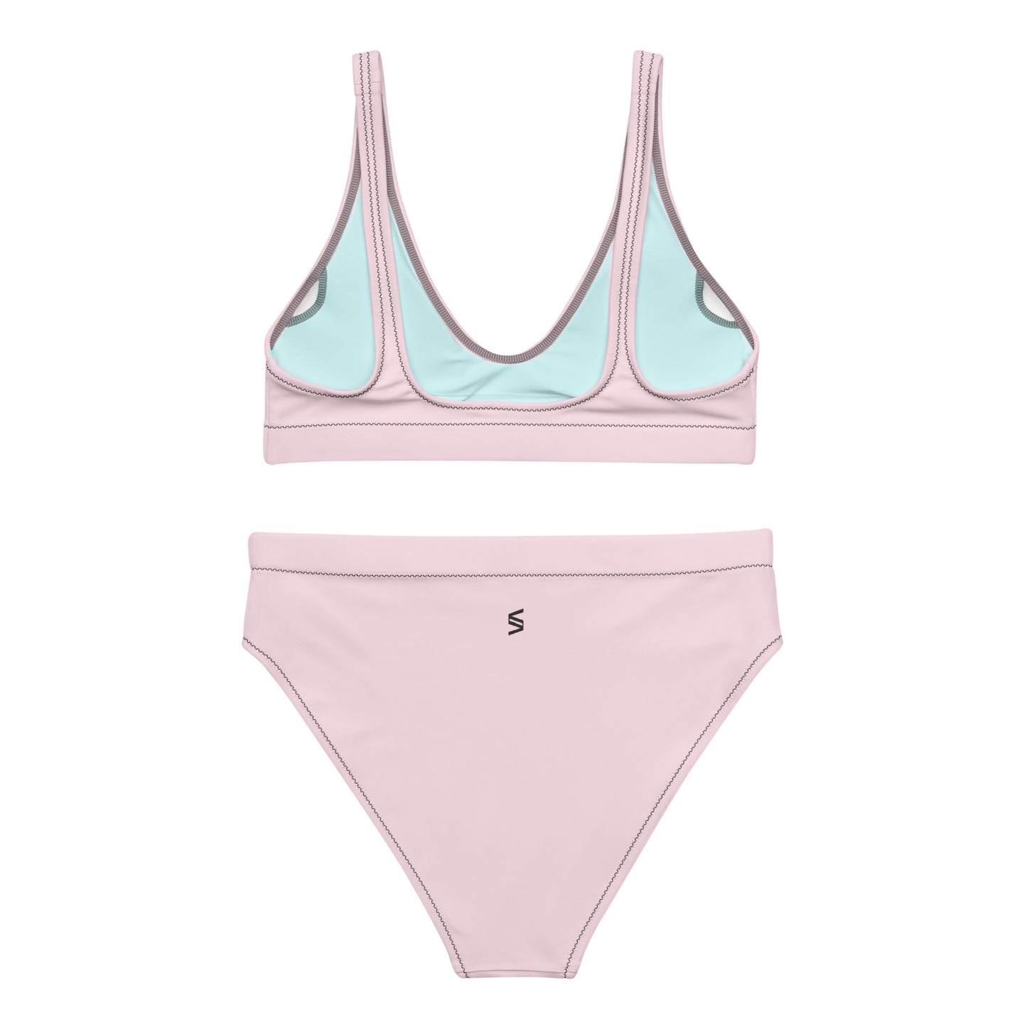 Classic Solid Color Women's Eco High-Waisted Bikini (Misty Rose)