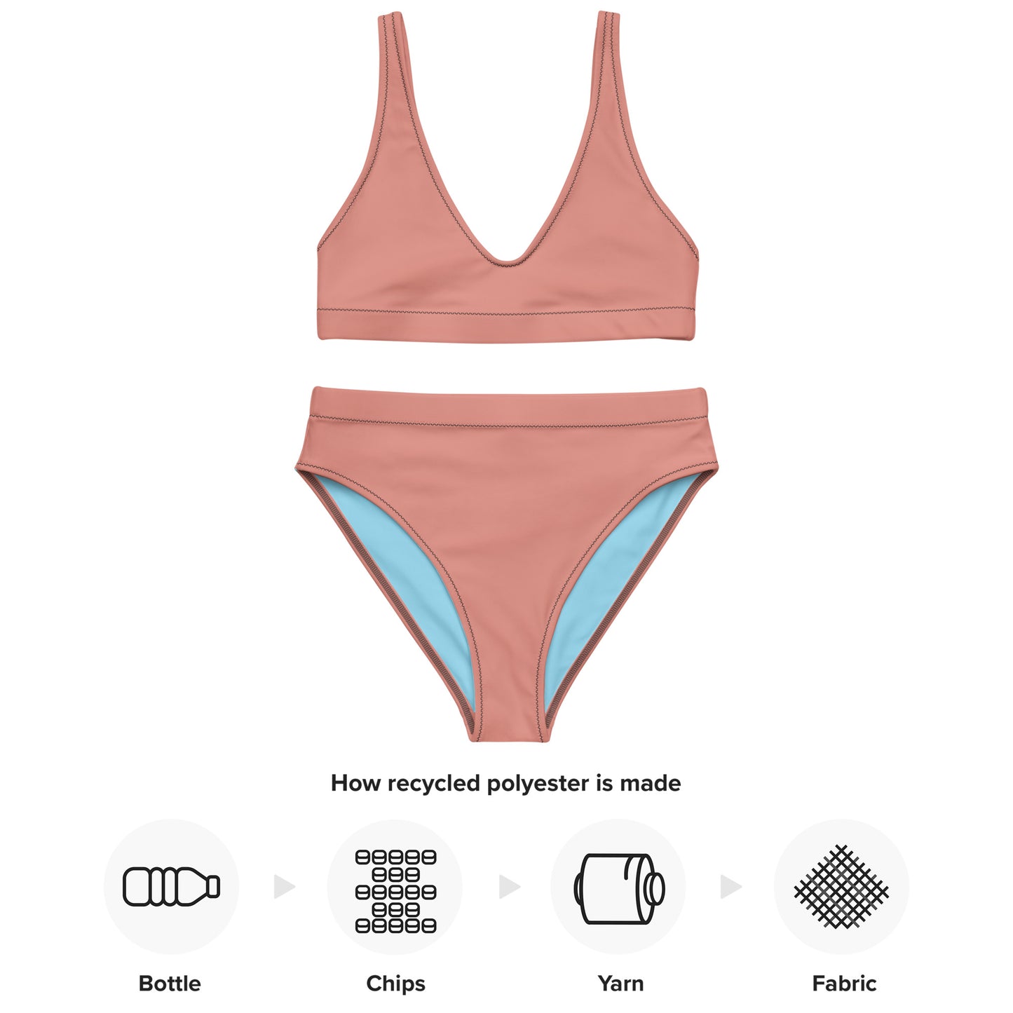 Classic Solid Color Women's Eco High-Waisted Bikini (Petite Orchid)