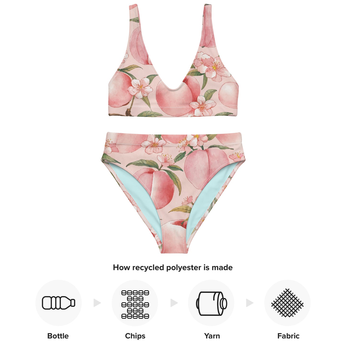 Peach Blossoms Women's Eco High-Waisted Bikini