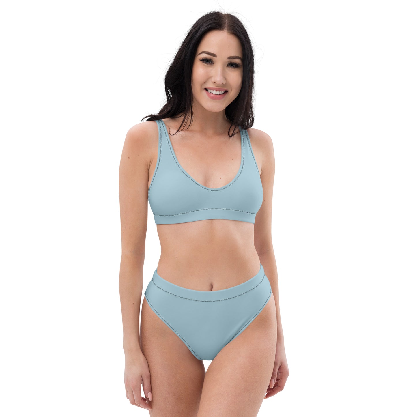Classic Solid Color Women's Eco High-Waisted Bikini (Atmos Blue)