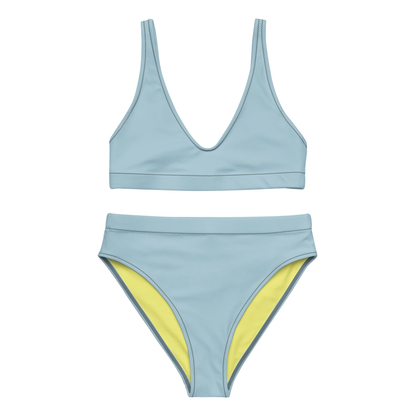 Classic Solid Color Women's Eco High-Waisted Bikini (Atmos Blue)
