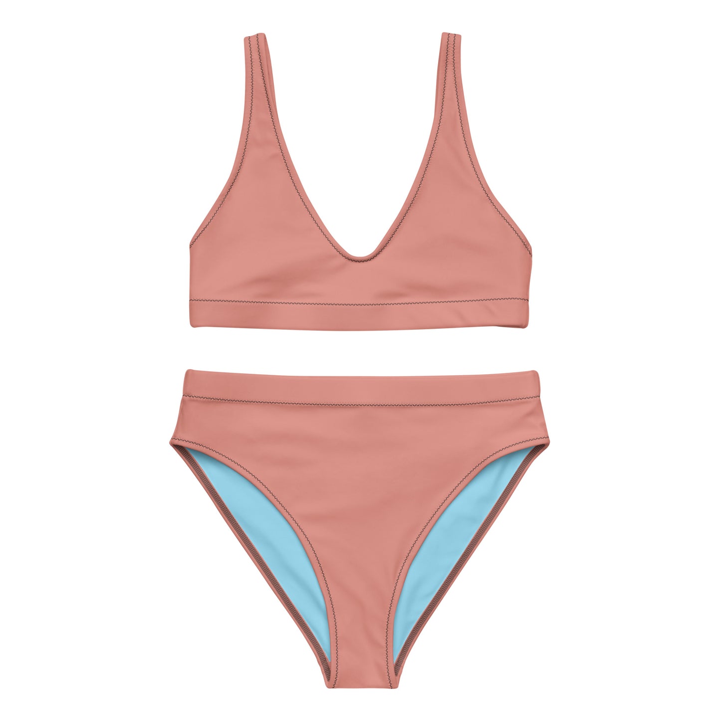 Classic Solid Color Women's Eco High-Waisted Bikini (Petite Orchid)