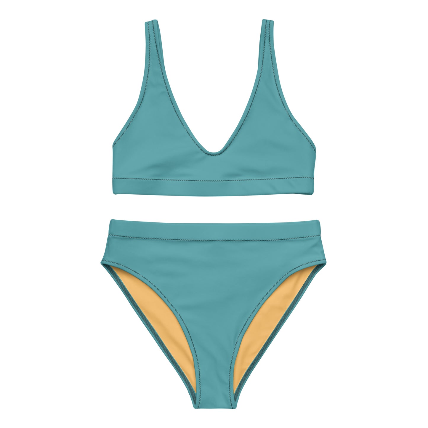 Classic Solid Color Women's Eco High-Waisted Bikini (Atoll Aqua)