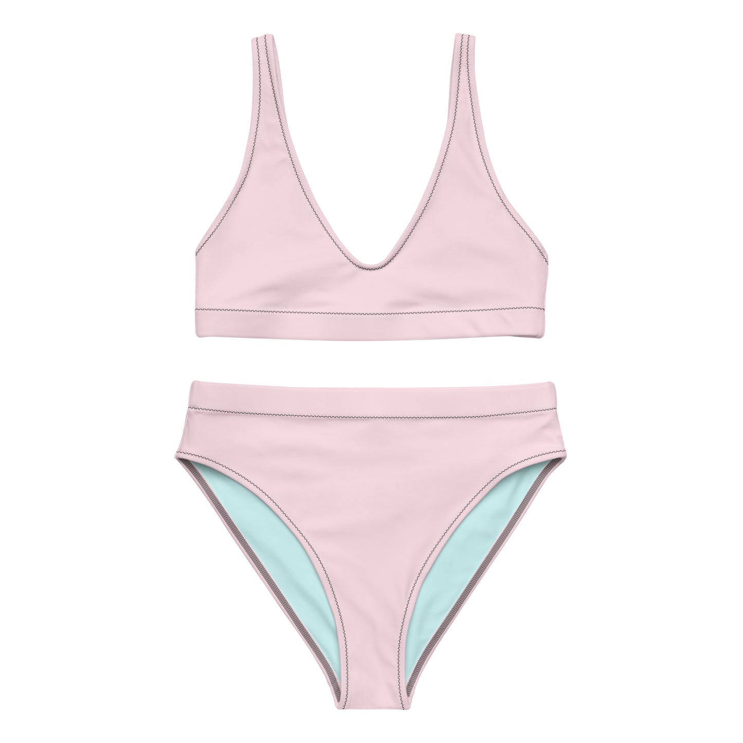 Classic Solid Color Women's Eco High-Waisted Bikini (Misty Rose)