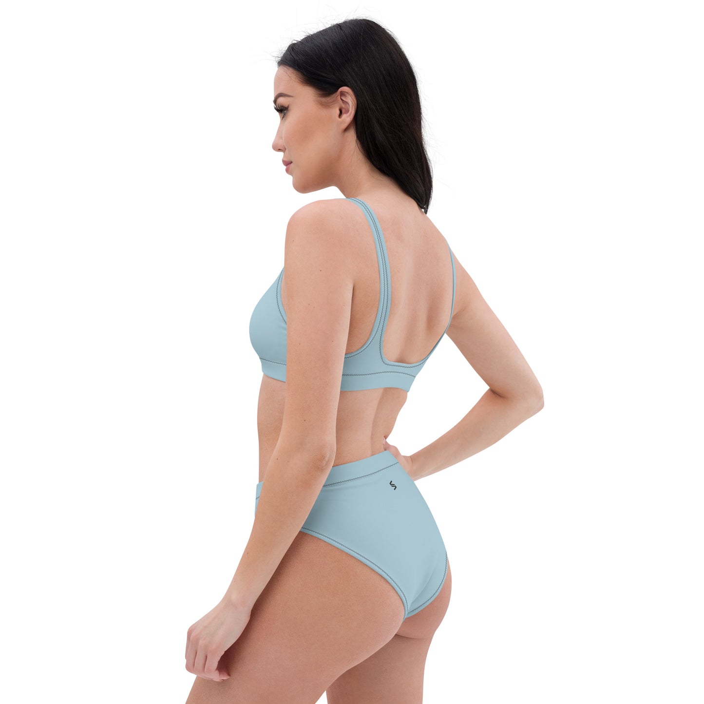 Classic Solid Color Women's Eco High-Waisted Bikini (Atmos Blue)